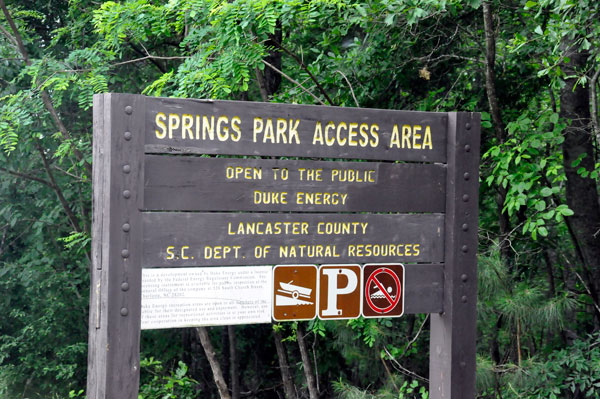 Springs Park Access  Area sign
